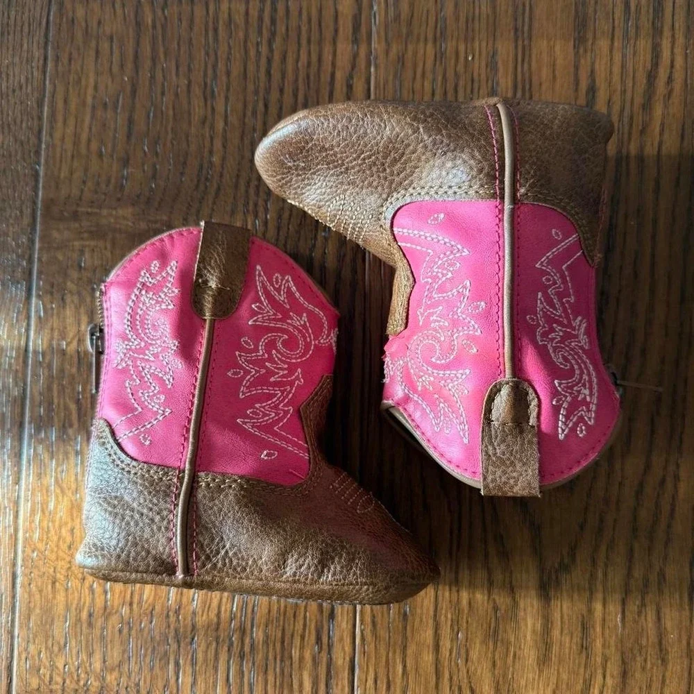 Durango Infant Cowboy Boots Pink Tan 6–12M
